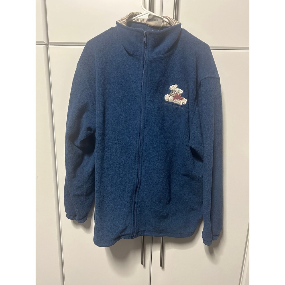 Northern Reflections Blue Fleece Full Zip Jacket Teddy Bear Embroidery Mock Neck